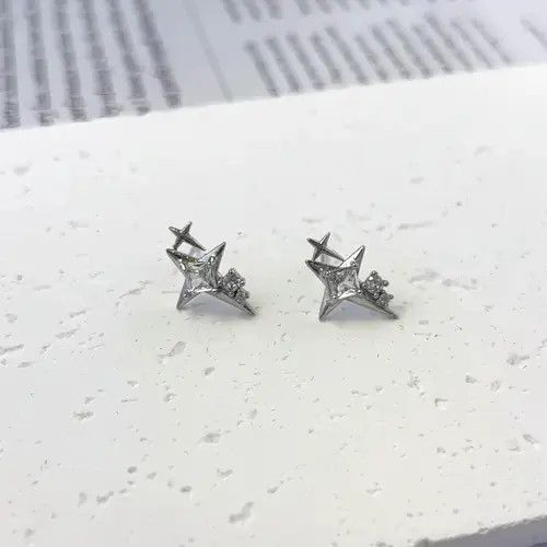 Other 925 Silver Plated CZ Star Stud Earrings for Men Women Size ONE SIZE - 4 Thumbnail
