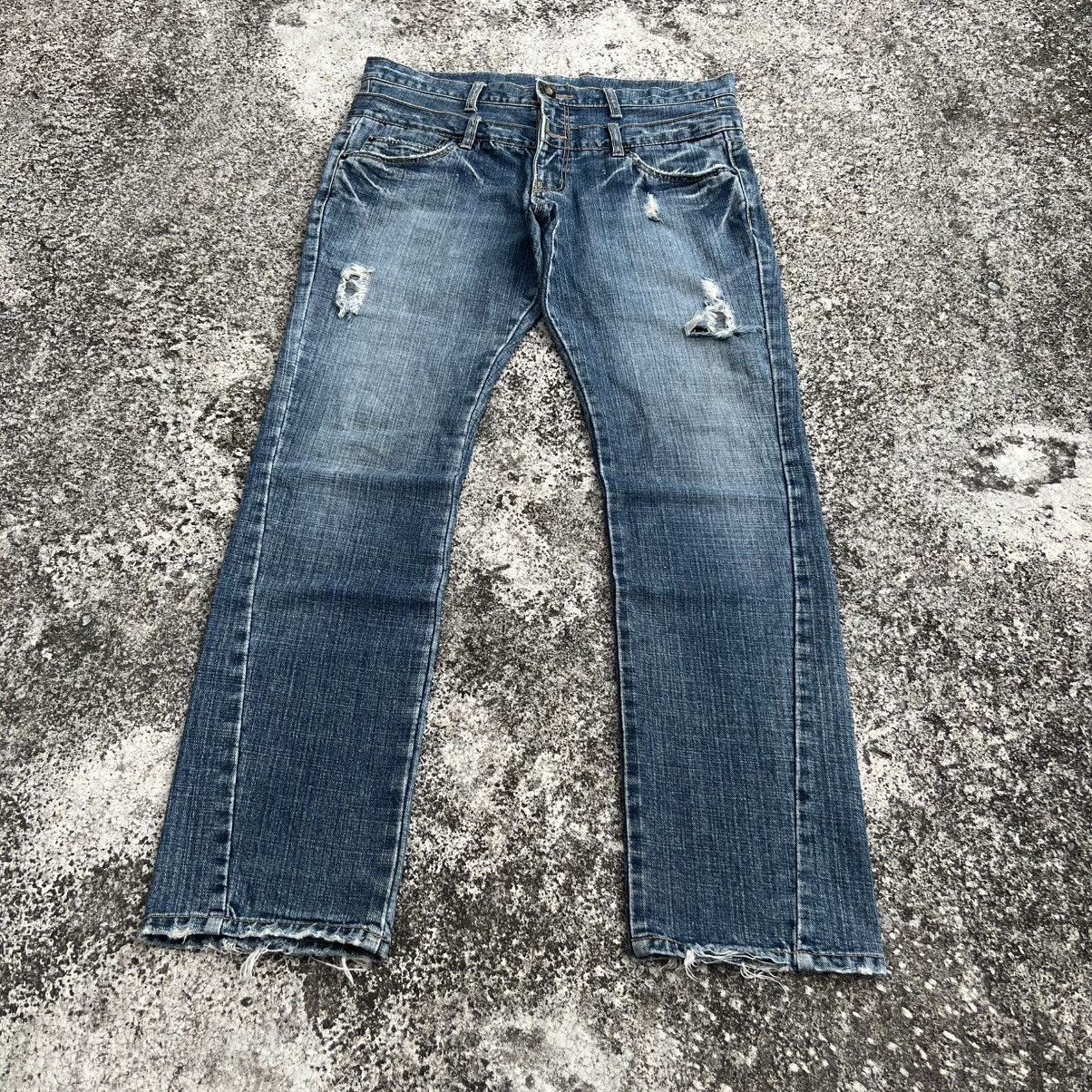 If Six Was Nine “DOUBLE WAIST” DISTRESS ACID WASH PUNK STYLE JEANS Size US 35 - 1 Thumbnail