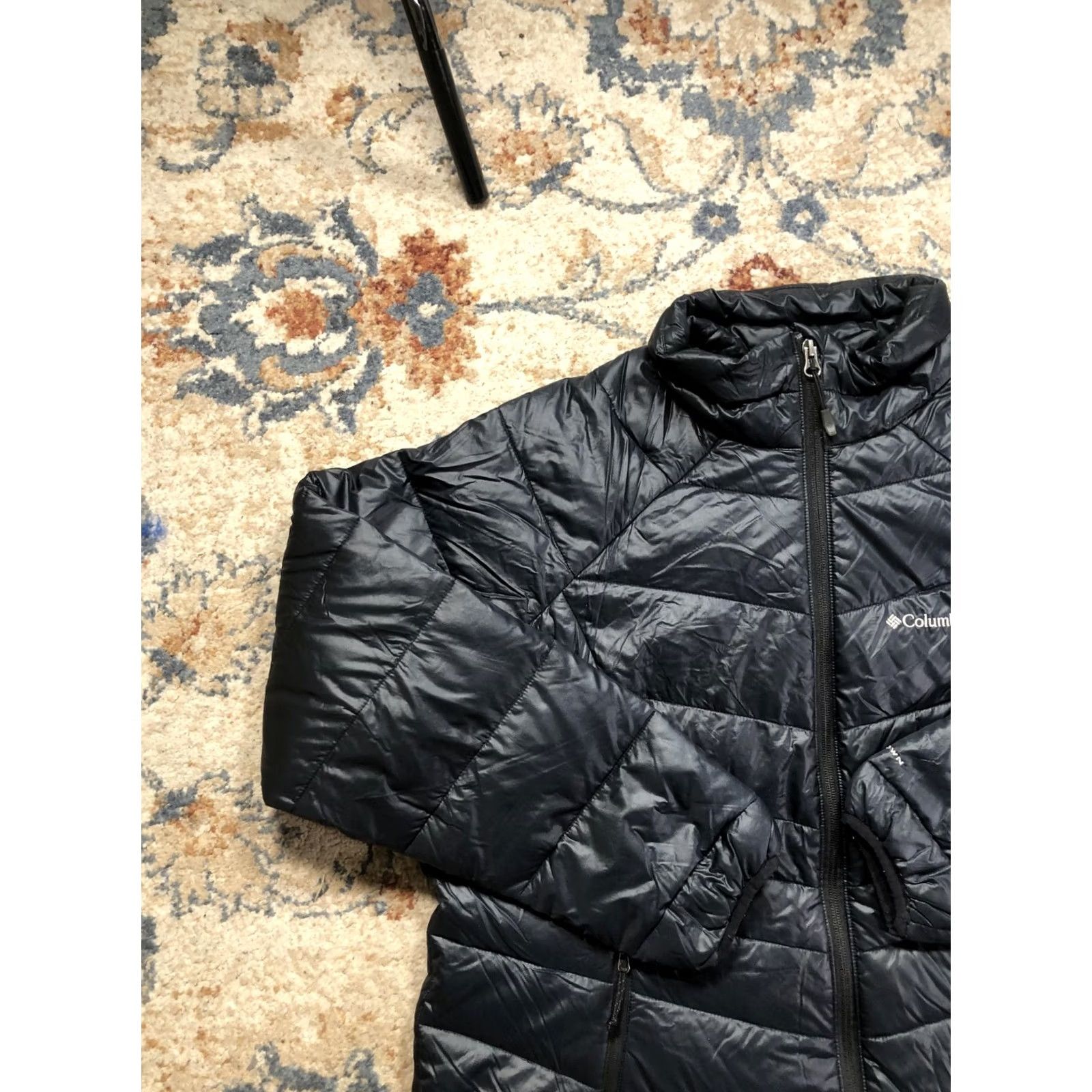 Vintage Columbia Jacket Womens 1X Black Omni-Heat Quilted Puffer Full Zip Outdoor Warm Autumn Winter Short Length Casual Travel Size XL / US 12-14 / IT 48-50 - 3 Thumbnail