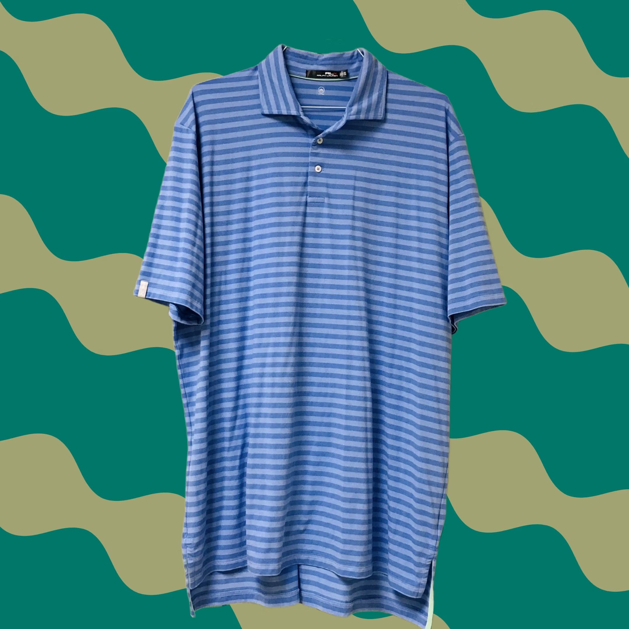 Ralph Lauren VINTAGE? No — Ralph Lauren RLX Polo Golf Shirt Blue Stripe UV Protection Moisture Wicking Quick Dry 2XL/XXL Men Polo Shirt Size US XXL / EU 58 / 5 - 1 Thumbnail