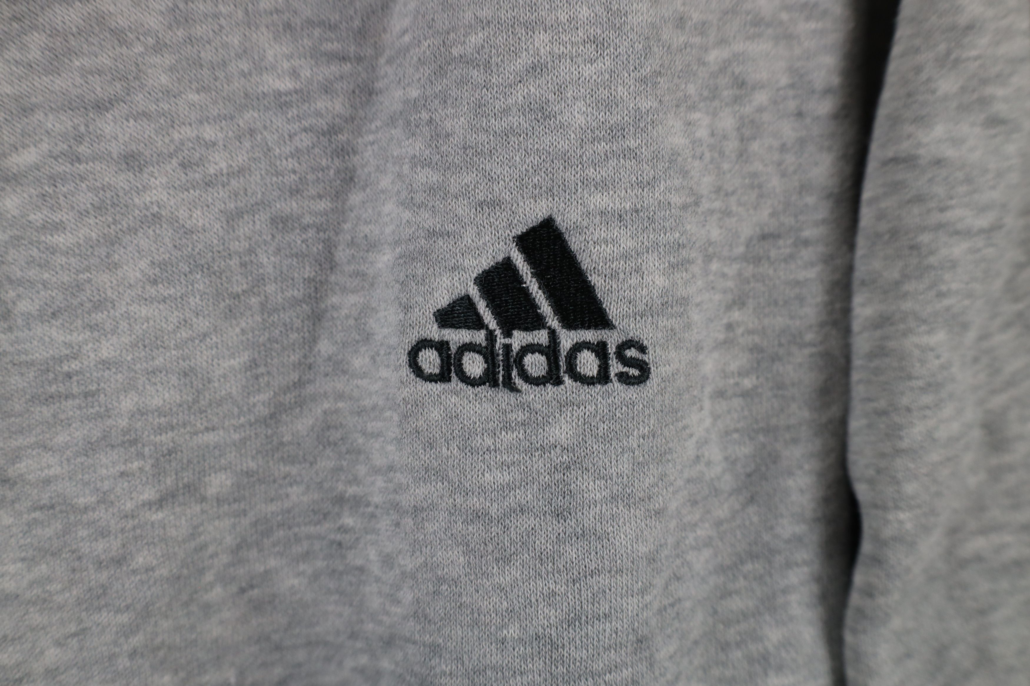 Adidas × Vintage Vintage Adidas Spell Out Striped Hoodie Sweatshirt Gray Size US L / EU 52-54 / 3 - 4 Thumbnail