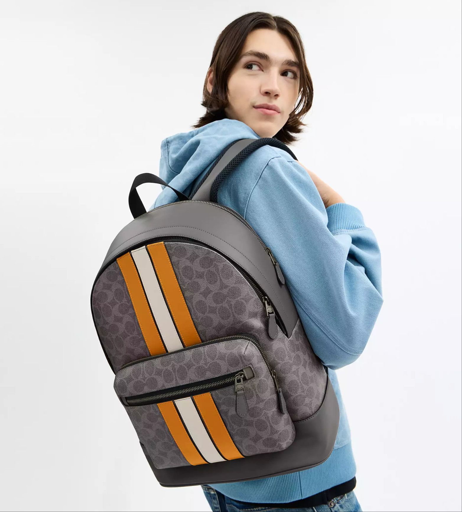 Coach West Backpack In Signature Canvas With Varsity Stripe CV922 Size ONE SIZE - 8 Thumbnail