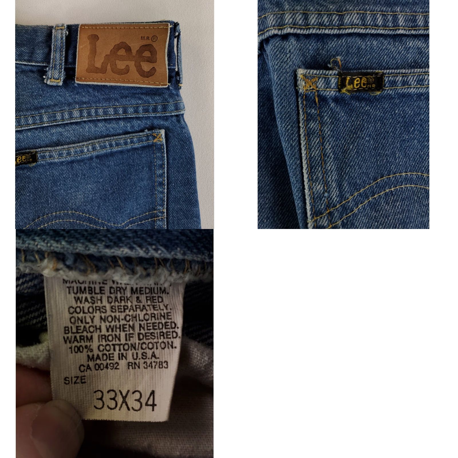 Lee VINTAGE Lee Riders VTG 70s Whiskering Faded Mended Mens Jeans 32x34 Regular Blue Denim Straight 70s Mens Size ONE SIZE - 11 Thumbnail