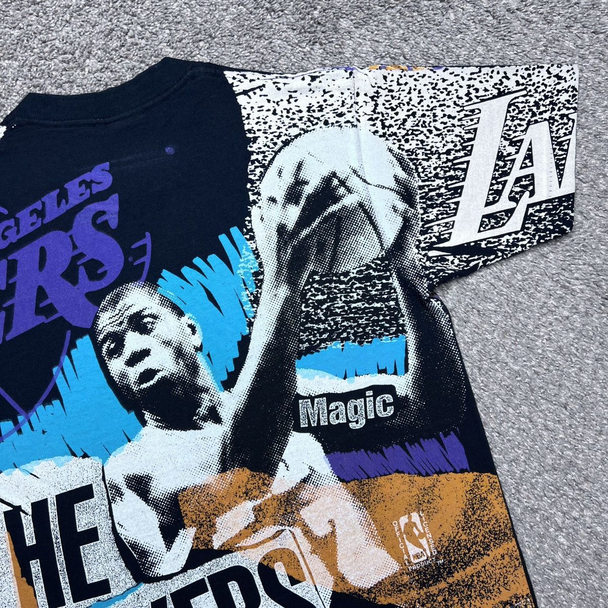 NBA 90s Magic Johnson Los Angeles Lakers All Over Print T-Shirt Size US L / EU 52-54 / 3 - 11 Thumbnail