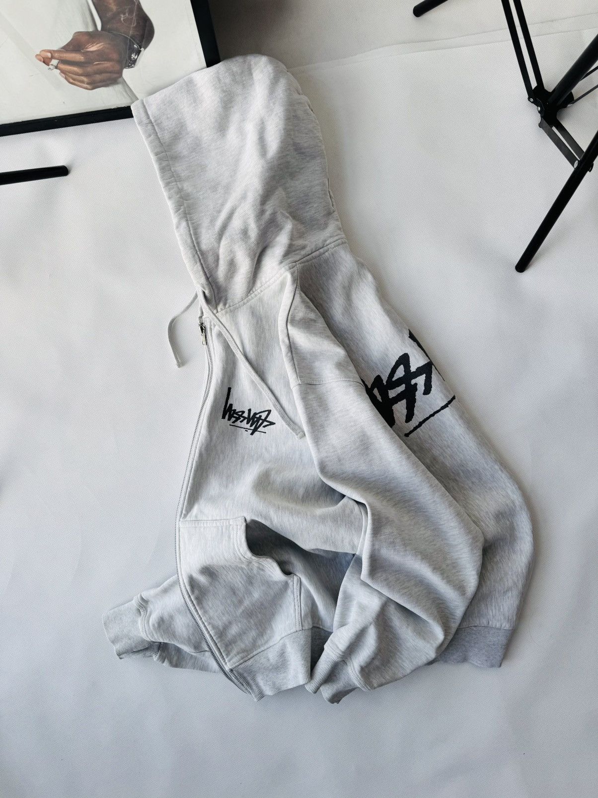 Stussy STUSSY Zip Up Reverse LOGO OVERSIZE Zip Up Gray HOODIE Size US XL / EU 56 / 4 - 3 Thumbnail