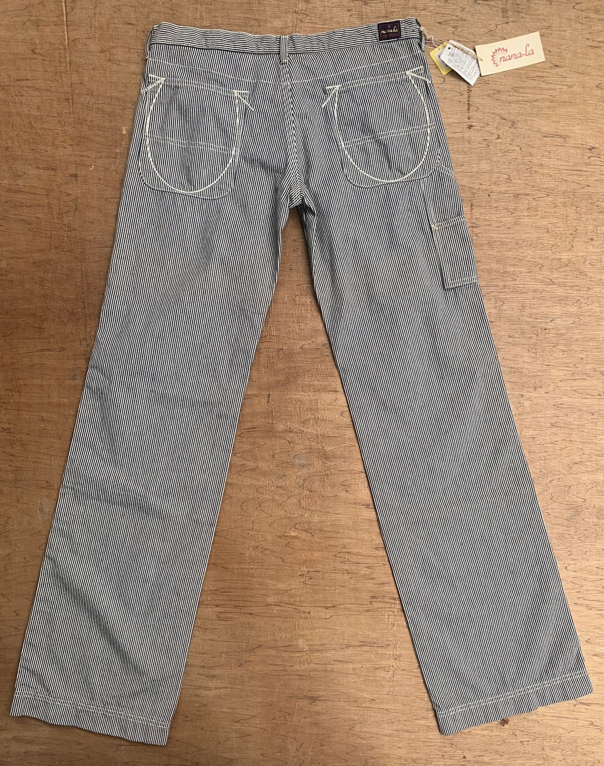 Japanese Brand × Vintage Nana-La Baggy Flare Carpenter Hickory Stripe Pants Size 31" - 13 Thumbnail