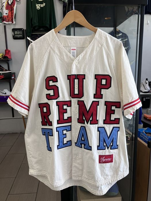 Supreme Supreme Denim Baseball Jersey Size Large | Grailed