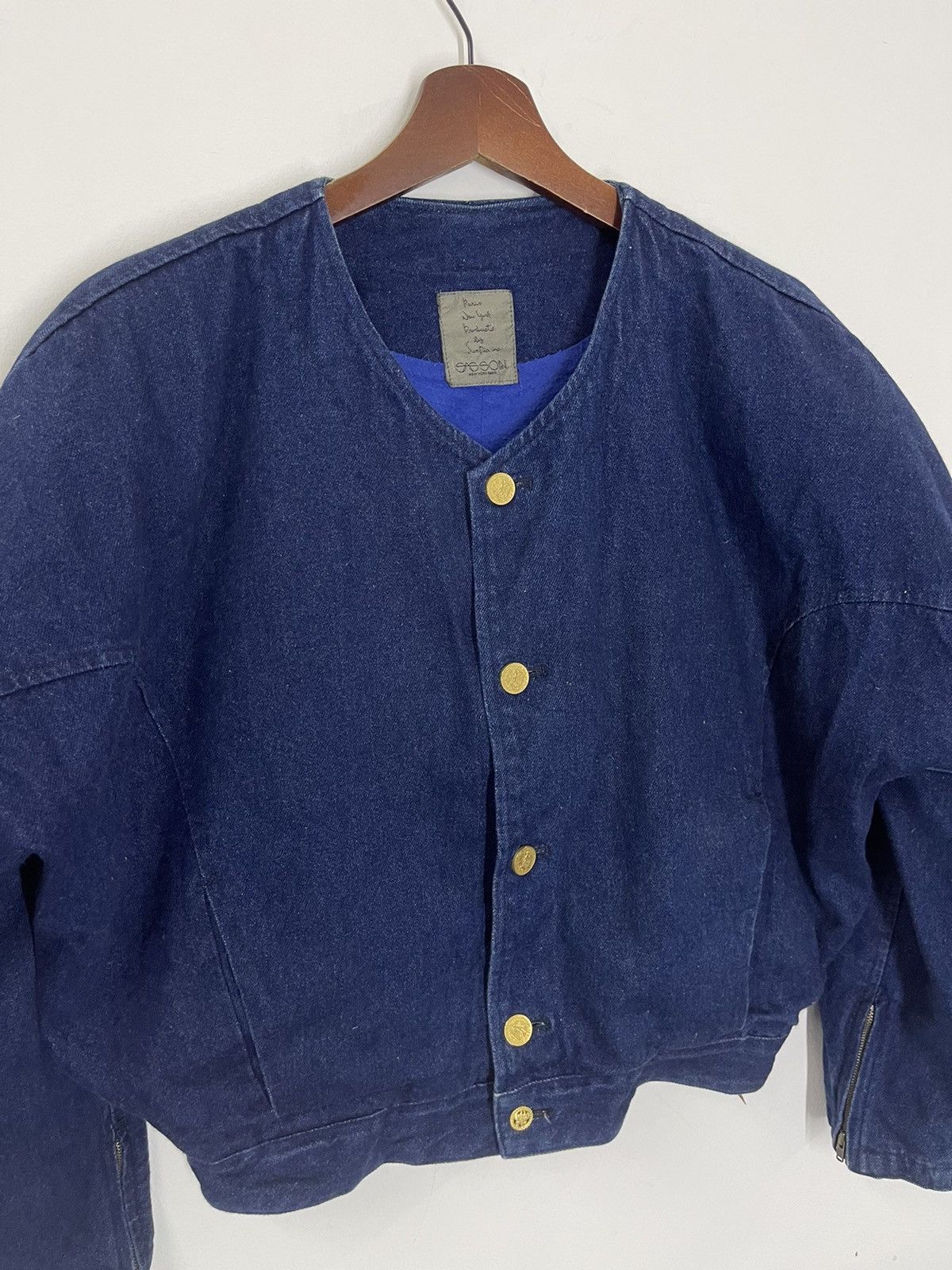Japanese Brand VINTAGE INDIGO DENIM SASSON PARACHUTE CROP JACKET Size US M / EU 48-50 / 2 - 4 Thumbnail