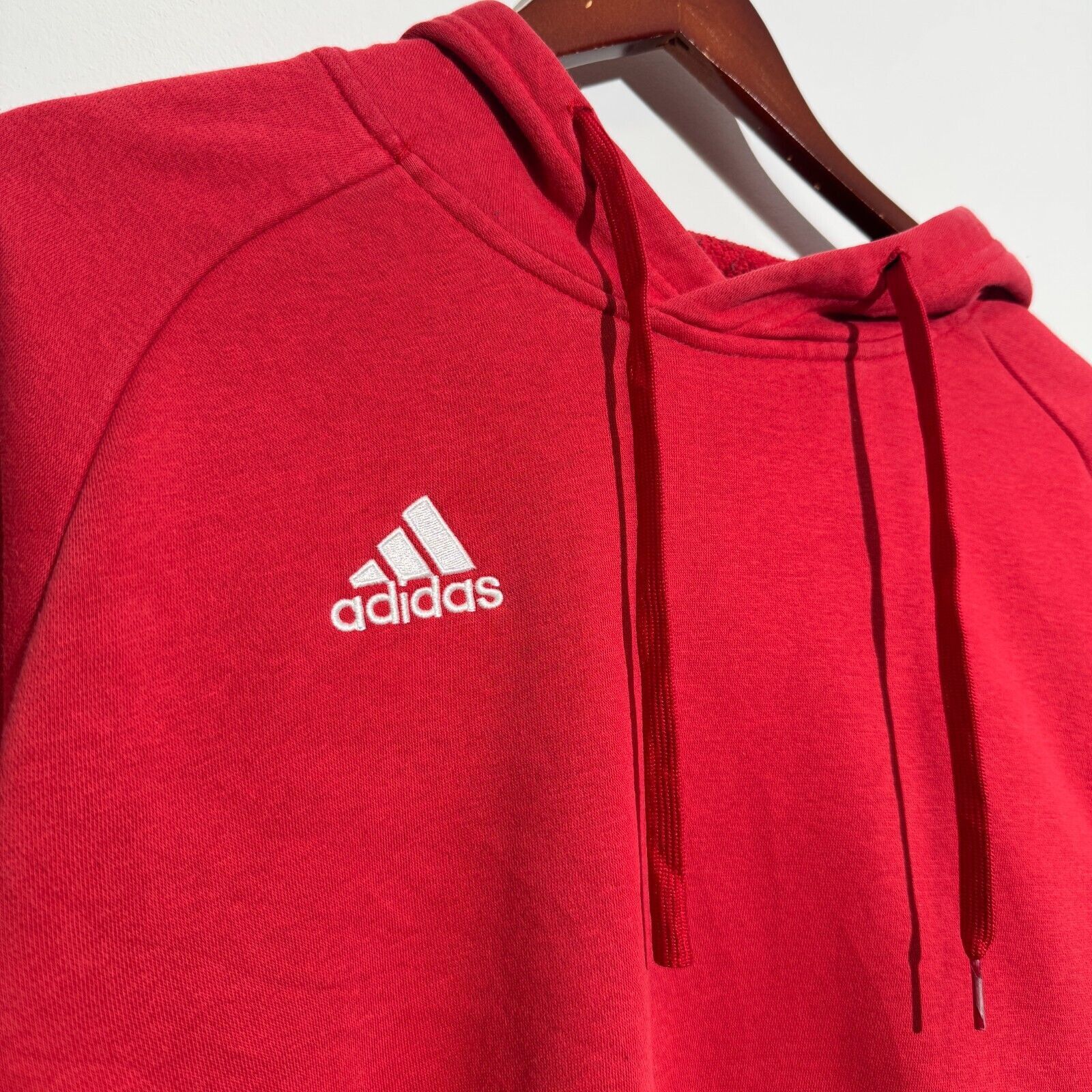 Adidas × Vintage Adidas Unisex Red Cotton Hoodie Size L Washed 90s Regular Size US L / EU 52-54 / 3 - 4 Thumbnail