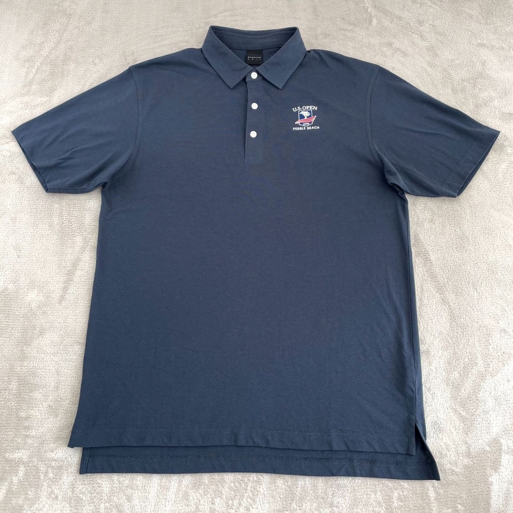 Vintage Dunning Polo Shirt Blue Men L Golf 2019 US Open Pebble Beach Navy Blue Polo Size US L / EU 52-54 / 3 - 3 Thumbnail