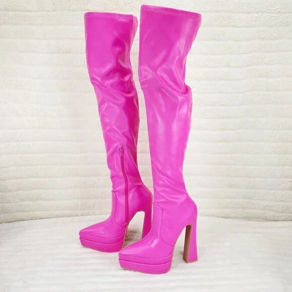 Other Delicious Hot Pink Fuchsia Pointy Toe Platform High Heel Str Size US 9 / IT 39 - 2 Thumbnail