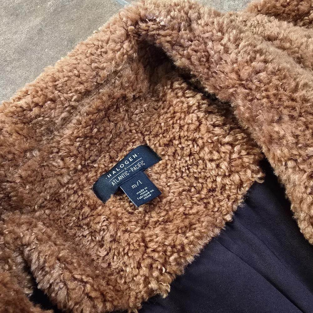 Designer Ginger Rust |HALOGEN x ATLANTIC-PACIFIC| Teddy Longline Coat Size M / US 6-8 / IT 42-44 - 6 Thumbnail