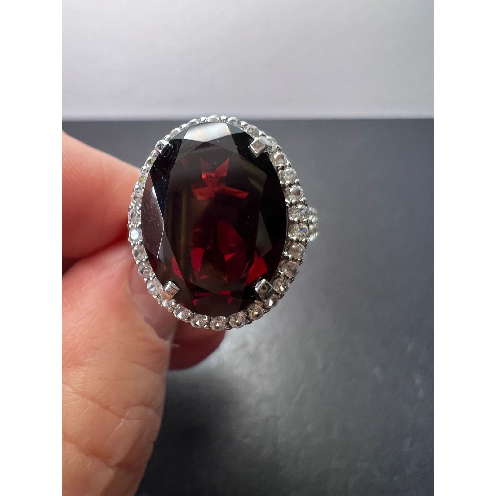 Other Garnet and zircon sterling silver cathedral halo ring size 9 Size ONE SIZE - 3 Thumbnail
