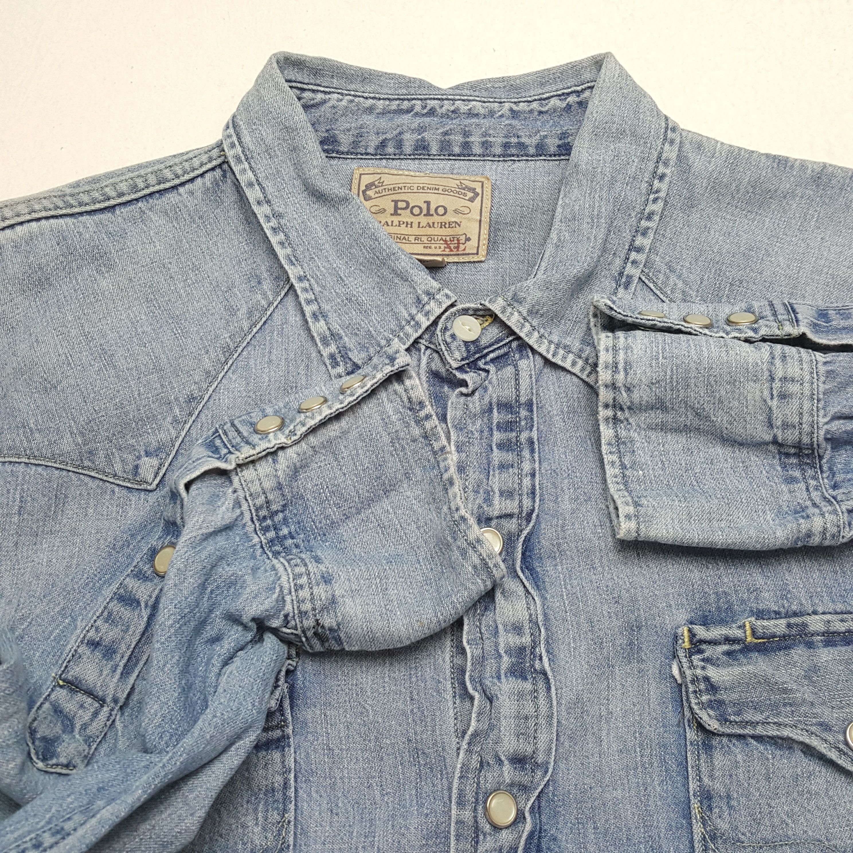 Polo Ralph Lauren × Vintage POLO RALPH LAUREN Fashion Style Double Pocket Denim Shirt Size US XL / EU 56 / 4 - 8 Thumbnail
