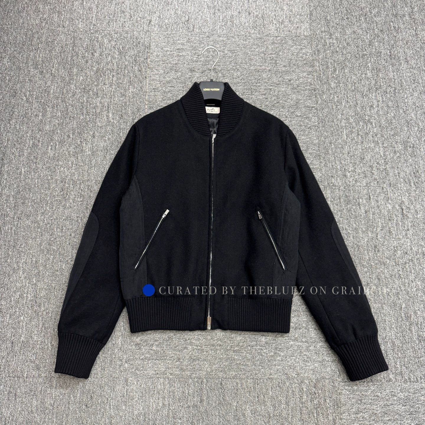 Hermes Luxurious Black Wool Bomber Jacket Size US M / EU 48-50 / 2 - 1 Thumbnail