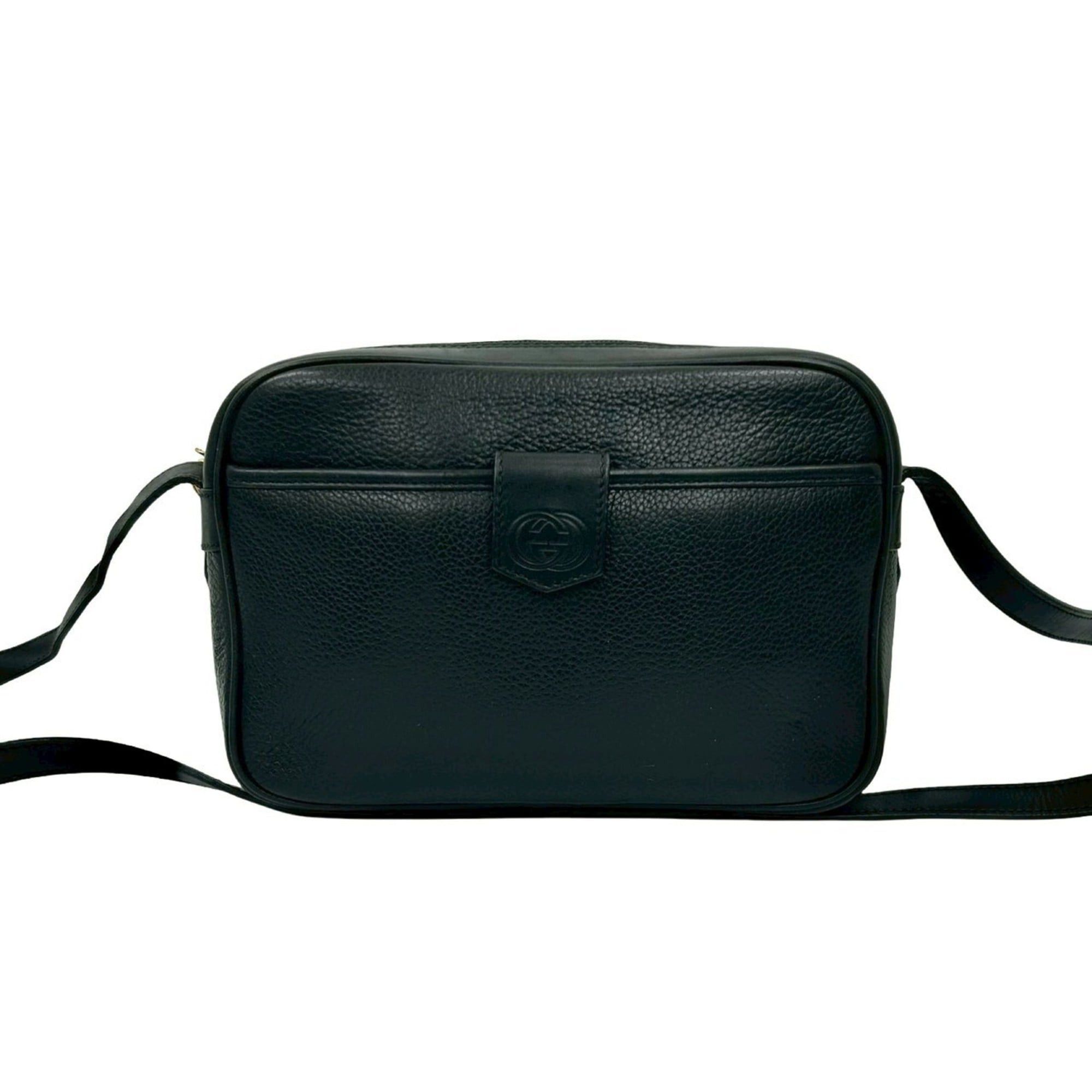 Gucci Old Gucci GG Logo Leather Mini Shoulder Bag Pochette Black 23669, Women's