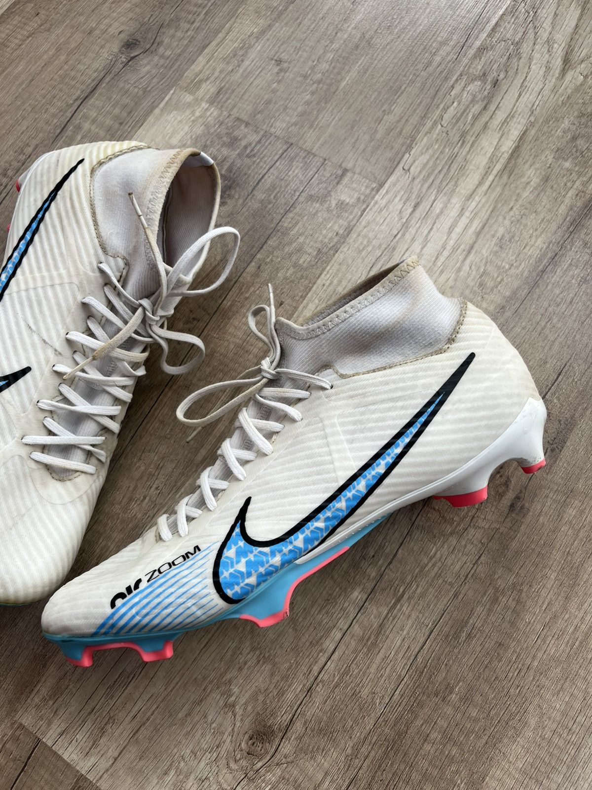 Nike Nike Mercurial Zoom Superfly 9 Elite FG White/Blue Size US 11 / EU 44 - 2 Thumbnail