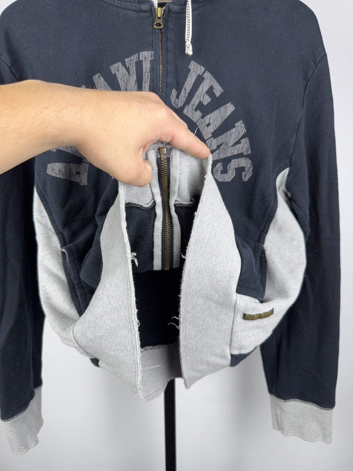 Armani Vintage 00s Retro Distressed Armani Jeans Luxury hoodie Y2K Size L / US 10 / IT 46 - 13 Thumbnail