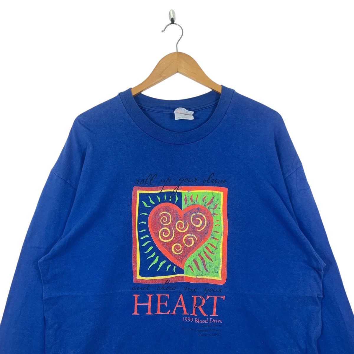 Vintage Vintage 1999 BLOOD DRIVE DONATIONS Campaign Heart Sweatshirt Size XL / US 12-14 / IT 48-50 - 3 Thumbnail