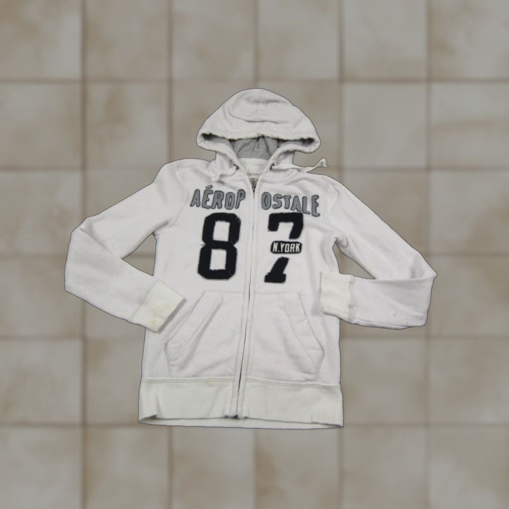 Vintage Aéropostale Hoodie Womens XS White Full Zip Sweatshirt Casual 90s Size XS / US 0-2 / IT 36-38 - 1 Thumbnail