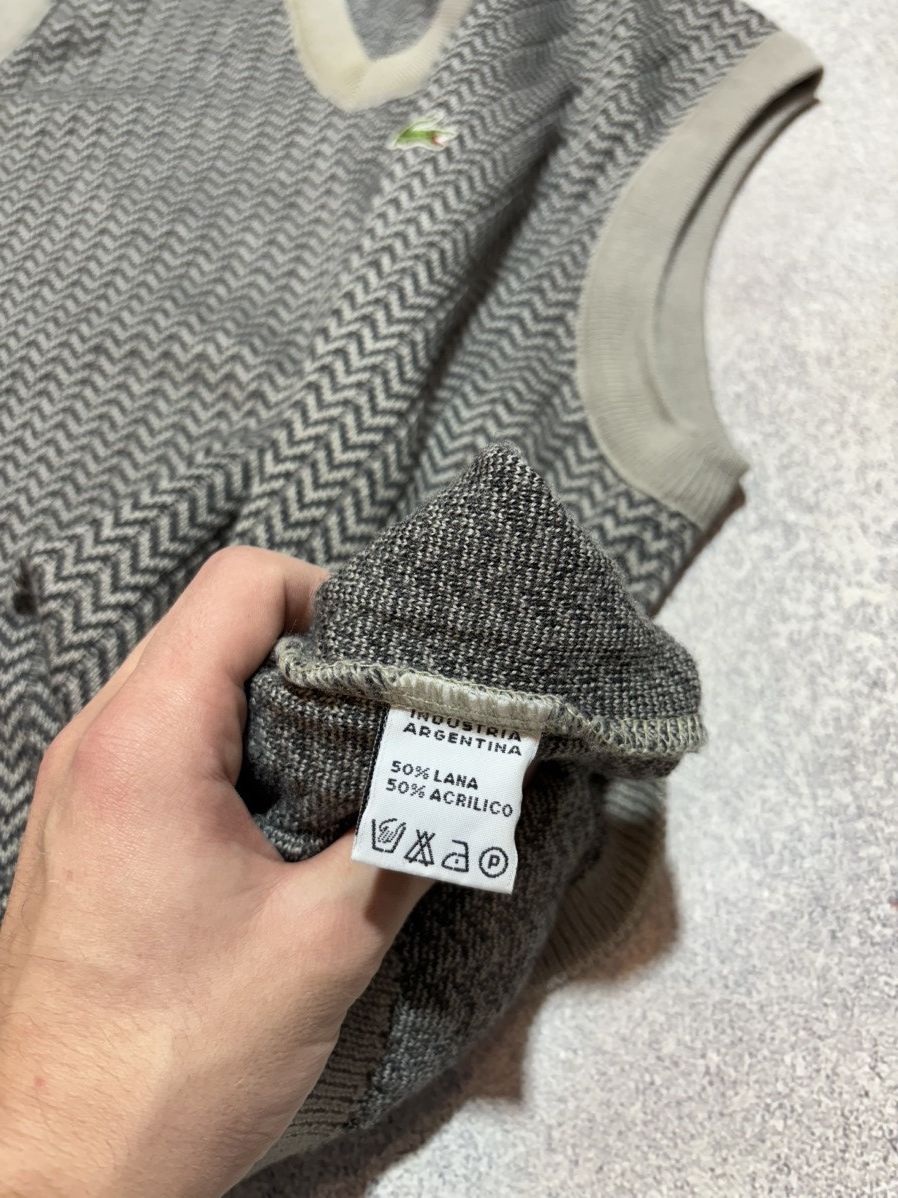 Lacoste × Vintage Lacoste Mens Wool Jumper V Vest Grey size 4 Size US M / EU 48-50 / 2 - 5 Thumbnail