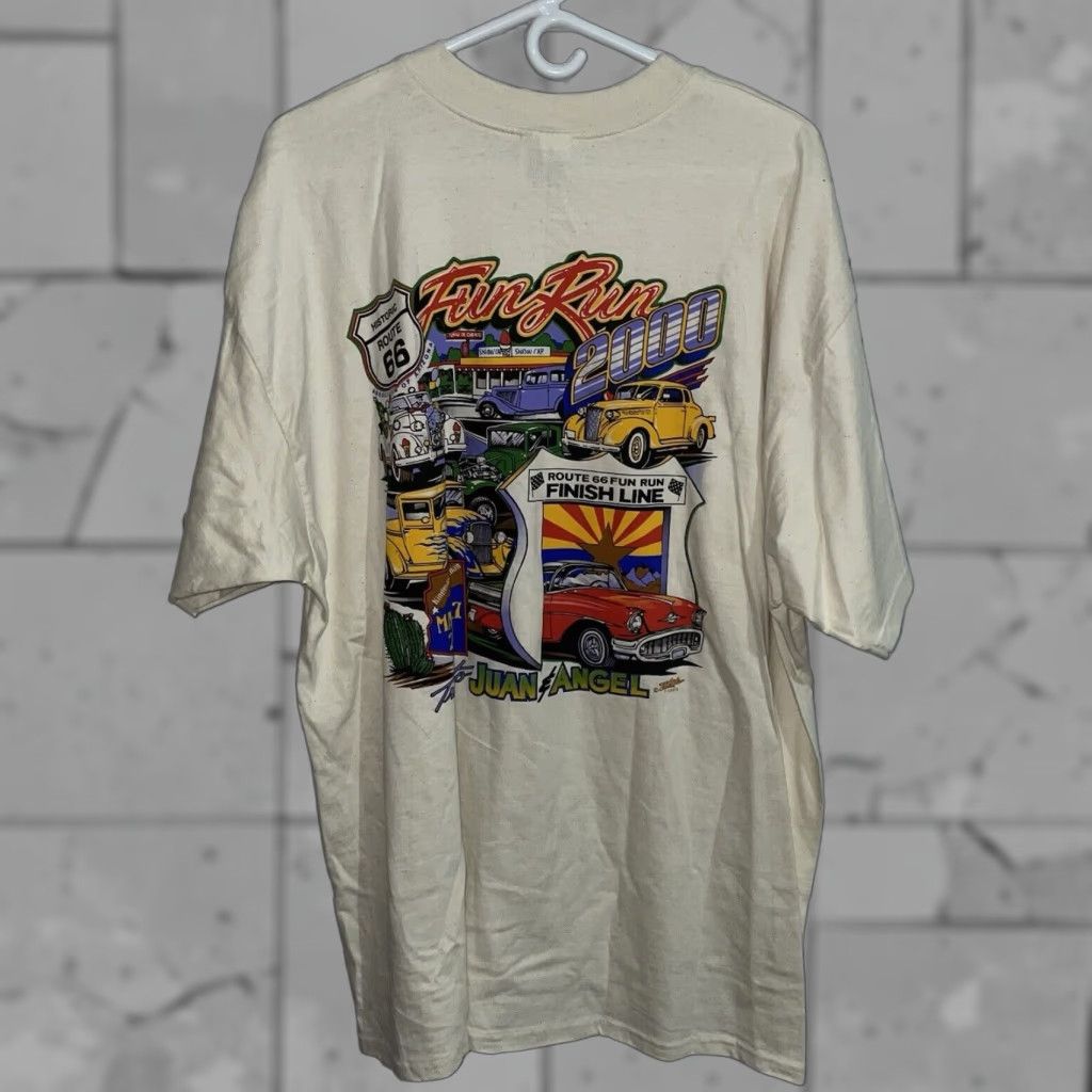 Hanes VINTAGE Hanes T-Shirt 2000s Route 66 Graphic Mens Size XXL 100% Cotton Beige Size US XXL / EU 58 / 5 - 1 Thumbnail