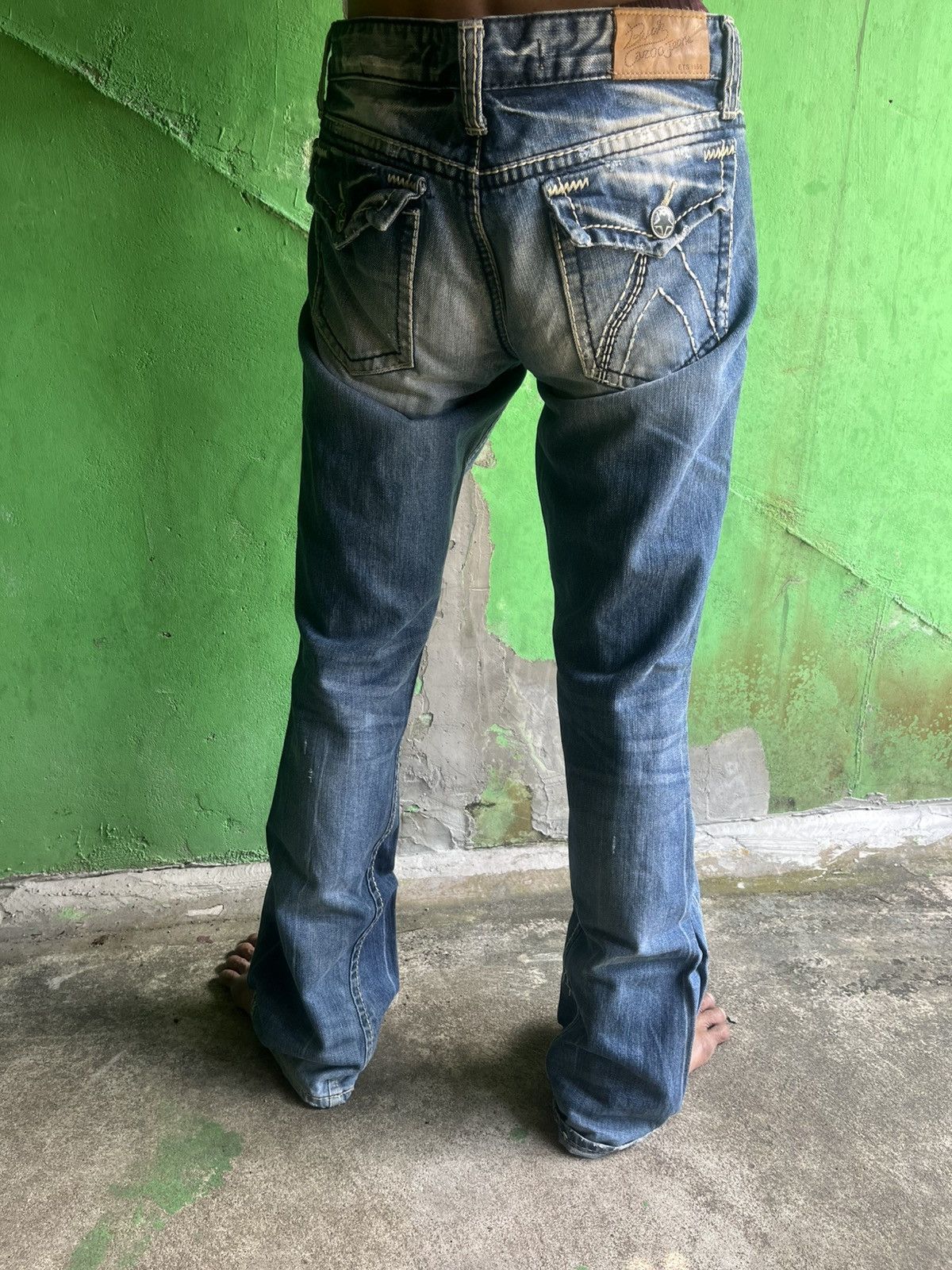 Isamu Katayama Backlash Vintage Buckaroo Distressed Flare Denim - Y2K Style Size US 31 - 9 Thumbnail