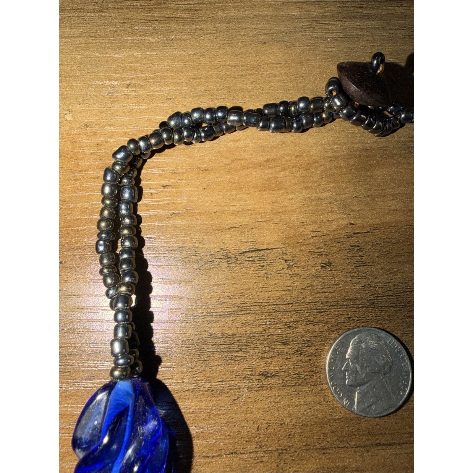 The Unbranded Brand Agate Navy Blue Chunky Necklace Silver Tone Button Size ONE SIZE - 6 Thumbnail