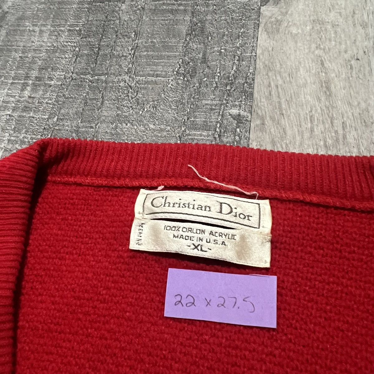 Christian Dior Monsieur × Vintage VTG Christian Dior Pull Over Waffle Knit Sweater Red USA Size US XL / EU 56 / 4 - 5 Thumbnail
