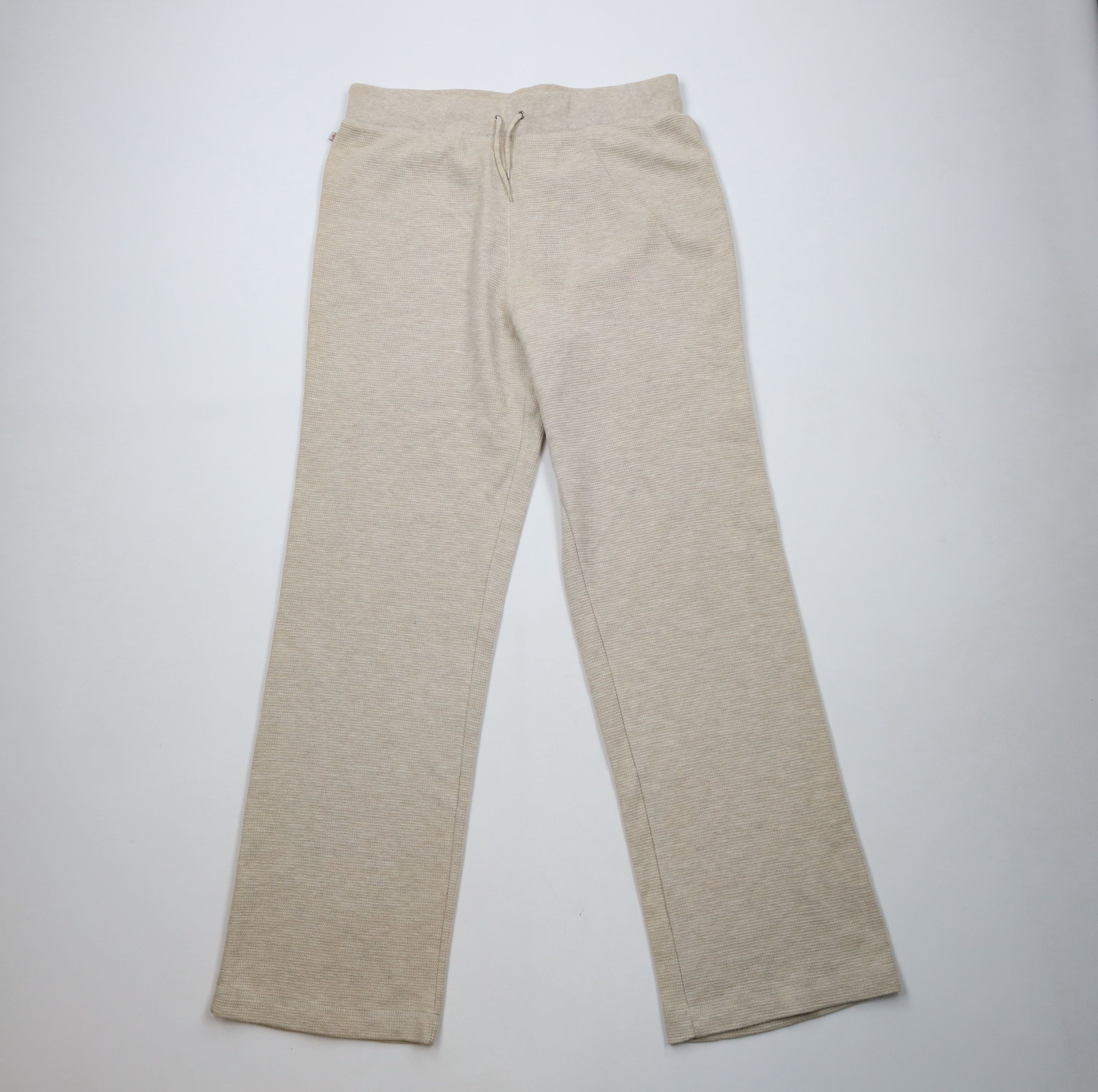 Ralph Lauren × Vintage Vintage 90s Ralph Lauren Waffle Knit Wide Leg Pants Beige Size 34" / US 12 / IT 48 - 1 Thumbnail