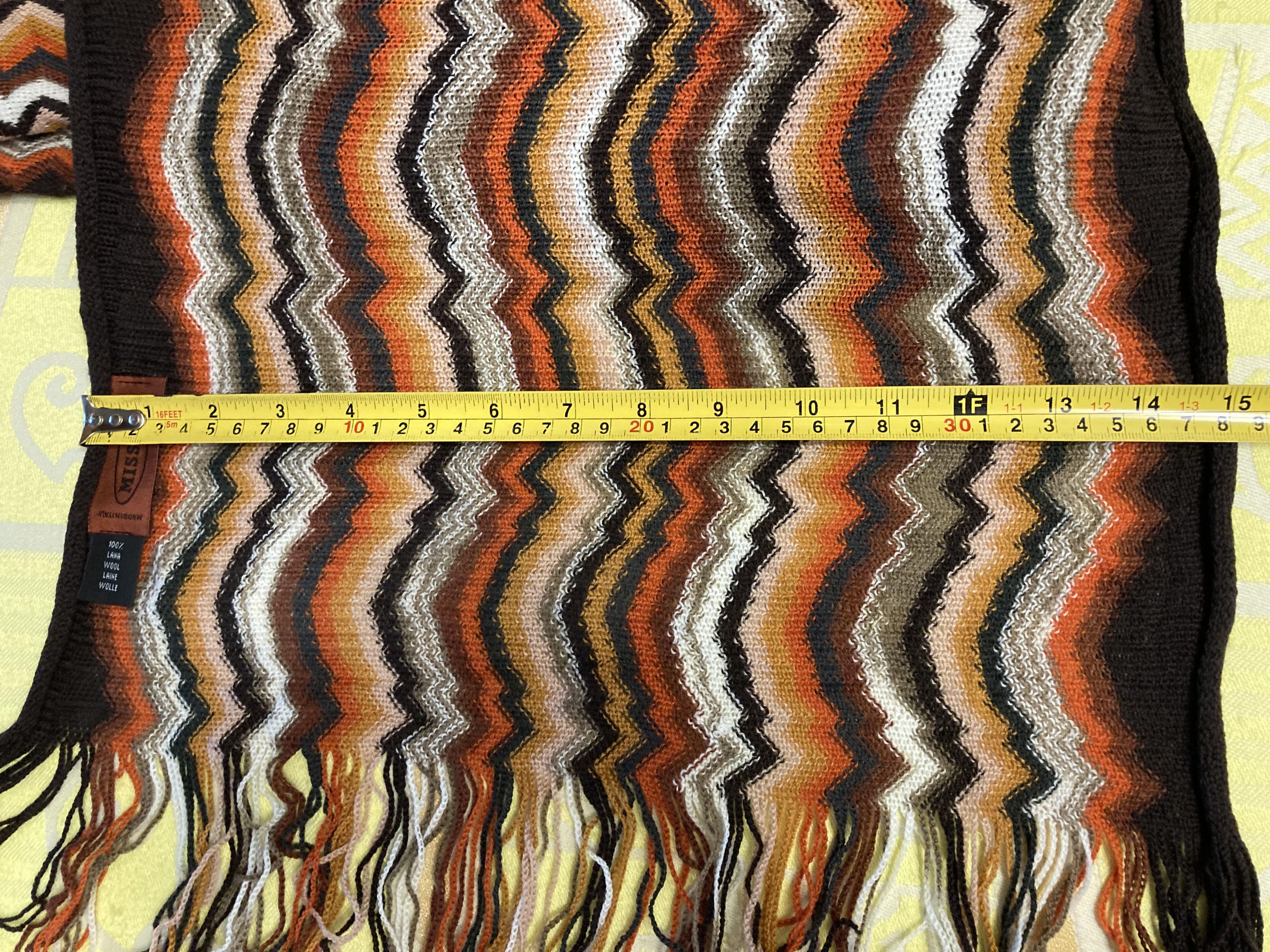 Missoni Missoni Zig Zag Wave Fine Knit Fringe Scarf Art Streetwear Size ONE SIZE - 7 Thumbnail