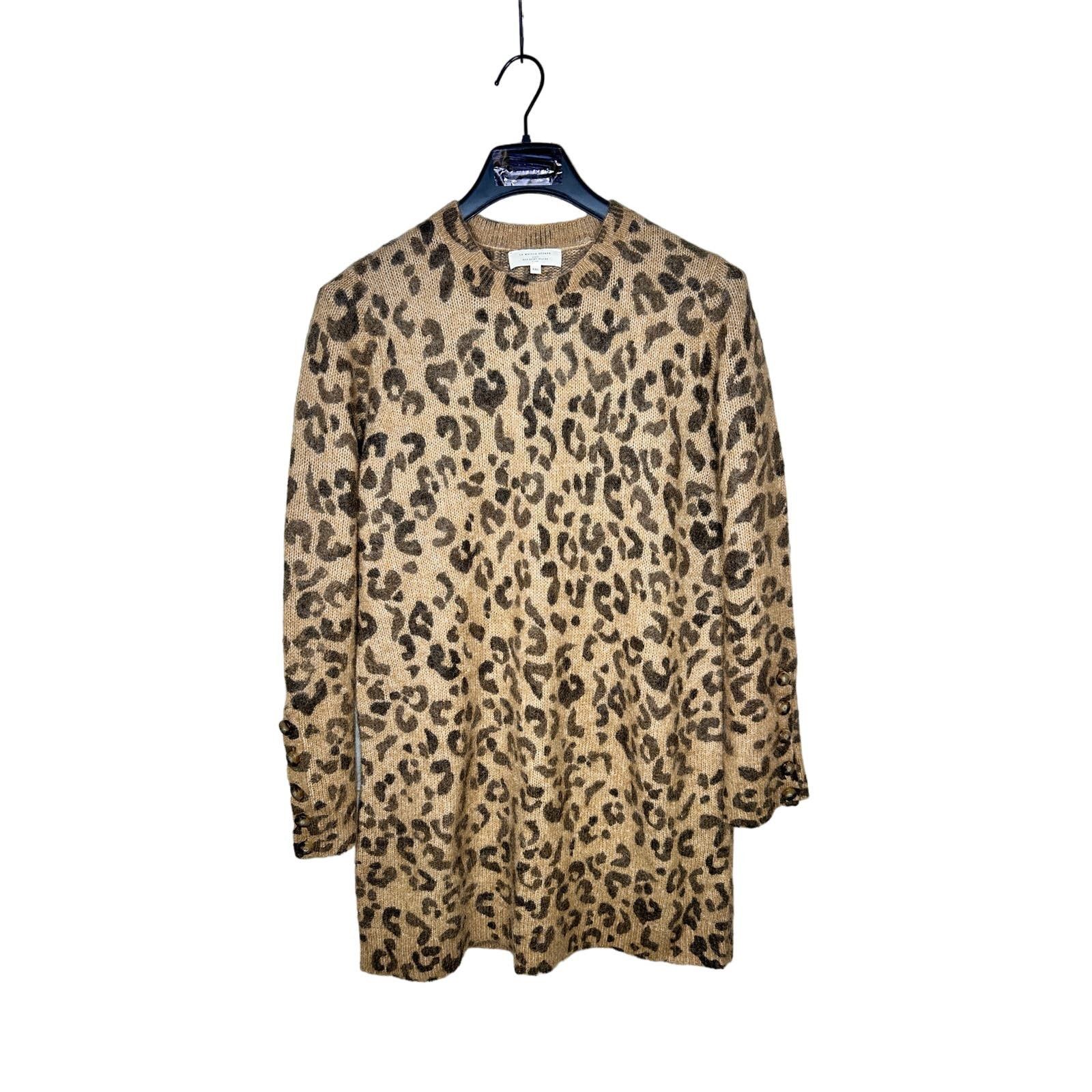 image of Sezane Sézane Robe Fanie Wool Dress In Leopard in Beige, Women's (Size 2XL)