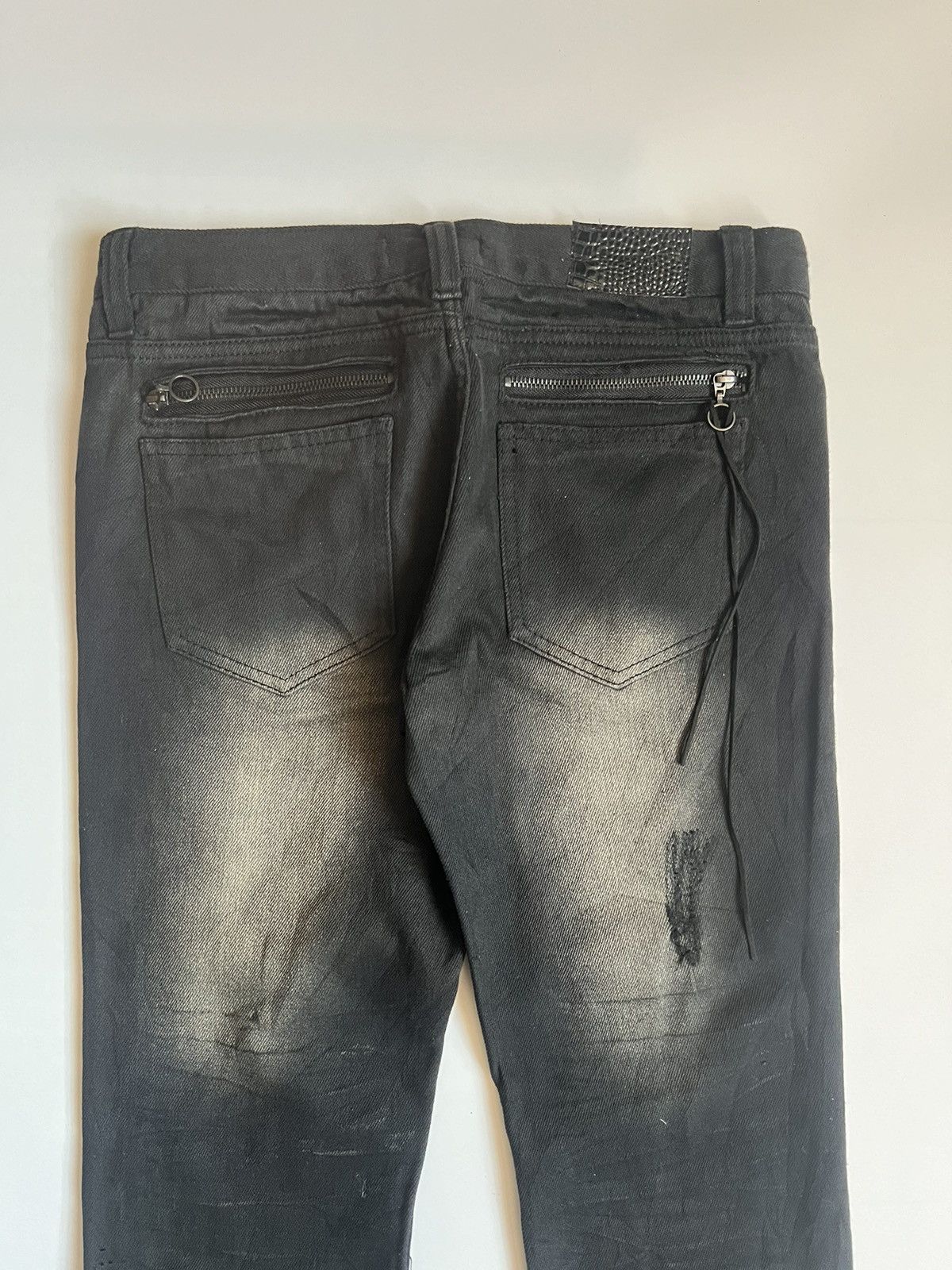 Japanese Brand Roshell Zipper Flare Bondage Distressed Denim Size US 31 - 13 Thumbnail