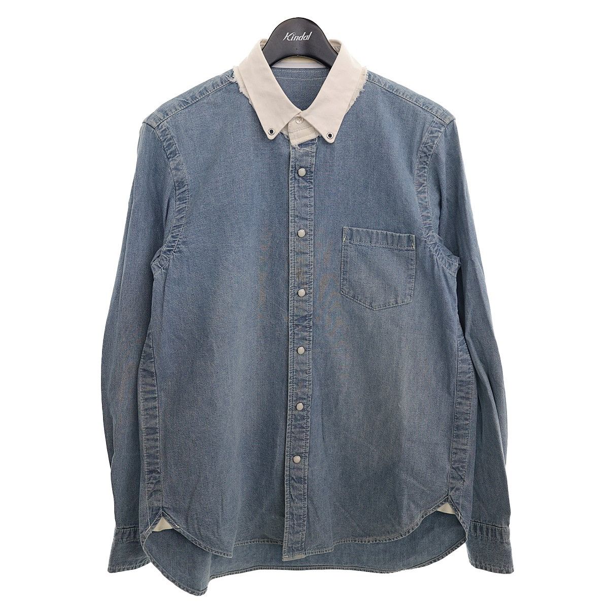 image of Sacai Collar Switch Denim Shirt Size 1 (Small) in Blue, Men's