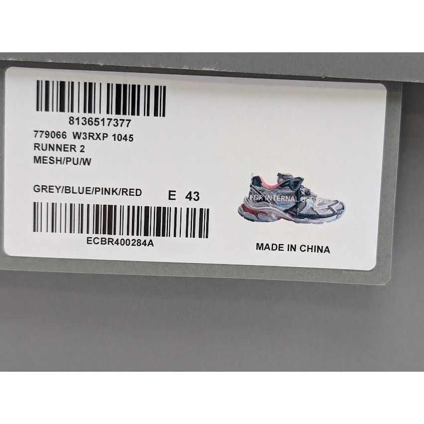 Balenciaga o1rshd1 Runner 2 Mesh/Pu/W Sneakers in Grey/Blue/Pink/Red Size US 10 / EU 43 - 9 Thumbnail