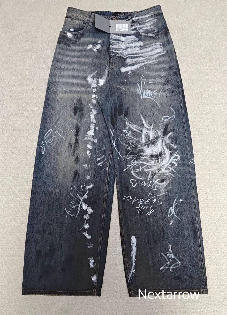 Balenciaga Balenciaga 24fw graffiti dirty mud stained Baggy jeans