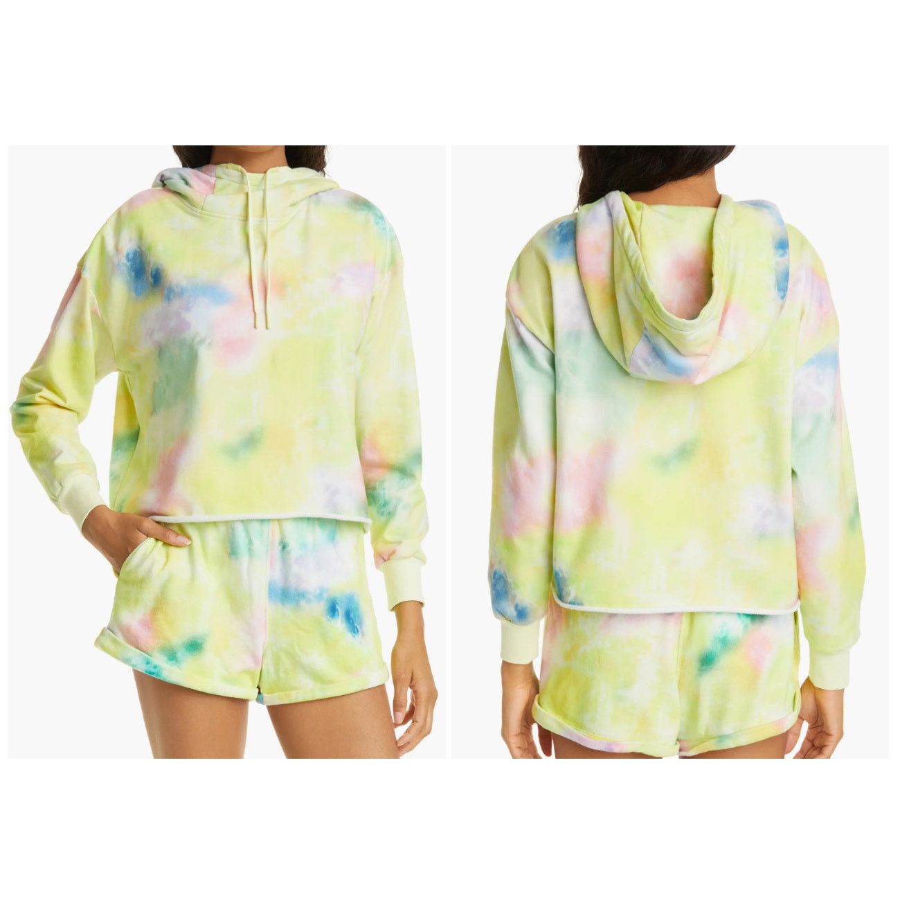 Alice + Olivia Alice + Olivia Tie Dye Funnel Neck Crop Hoodie Beachside Size L / US 10 / IT 46 - 8 Thumbnail
