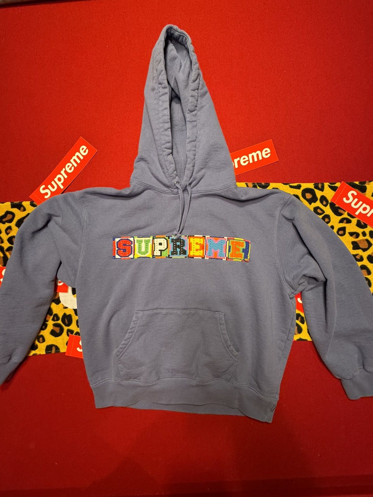 Image of Supreme Beaded Hoodie in Violet, Men's (Size Small)