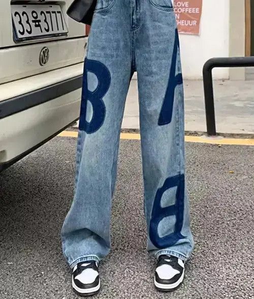 Other Graphic Casual Pants Straight Wide Leg Jeans Size US 32 / EU 48 - 3 Thumbnail