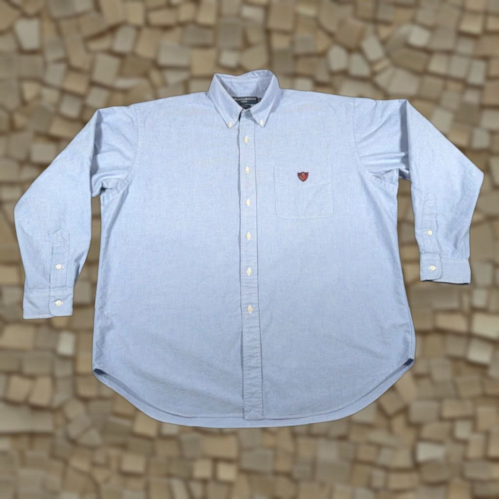Ralph Lauren VINTAGE Ralph Lauren Golf Shirt XL Adult Blue Oxford Tilden Crest 90s Shirt Mens Size US XL / EU 56 / 4 - 1 Thumbnail