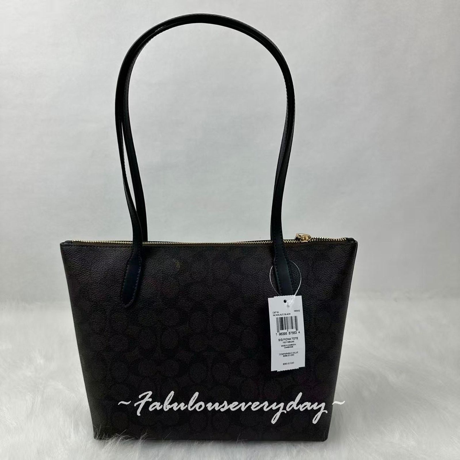 Coach Coach Fiona Zip Tote Signature Canvas/Gold/Walnut/Black Size ONE SIZE - 3 Thumbnail