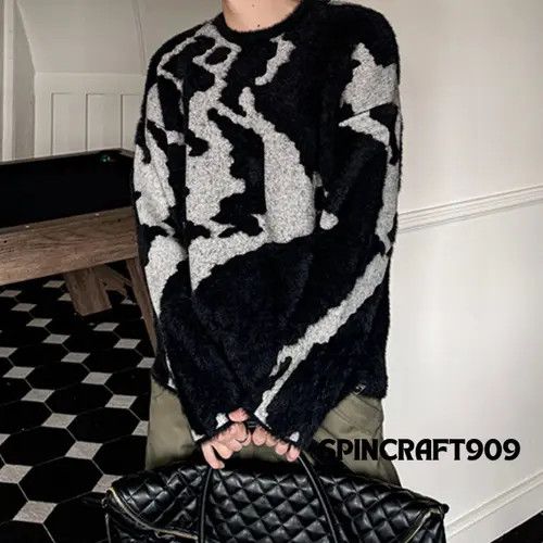 VIBE Graphic y2k Style Striped Knit Sweater Size US L / EU 52-54 / 3 - 4 Thumbnail