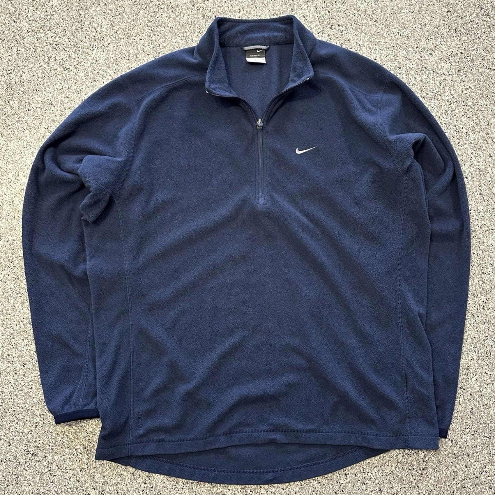 Nike VINTAGE Nike Therma Pullover Mens L 1/4 Zip Fleece Blue Long Sleeve Mock Neck Black? Size US L / EU 52-54 / 3 - 2 Thumbnail