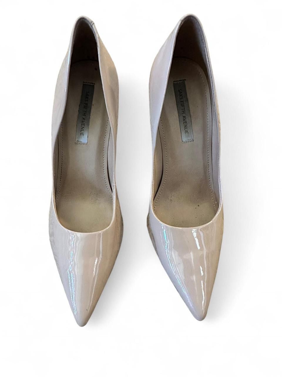 Saks Fifth Avenue Saks Fifth Avenue Nude Tan Patent Leather Heels – Size 8 Size US 8 / IT 38 - 2 Thumbnail