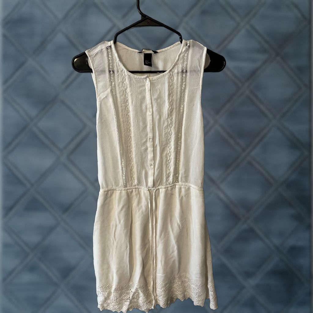 H&M VINTAGE H&M Bohemian Dress Women Juniors Size 4 Sleeveless White Short A-Line Sundress Size S / US 4 / IT 40 - 1 Thumbnail