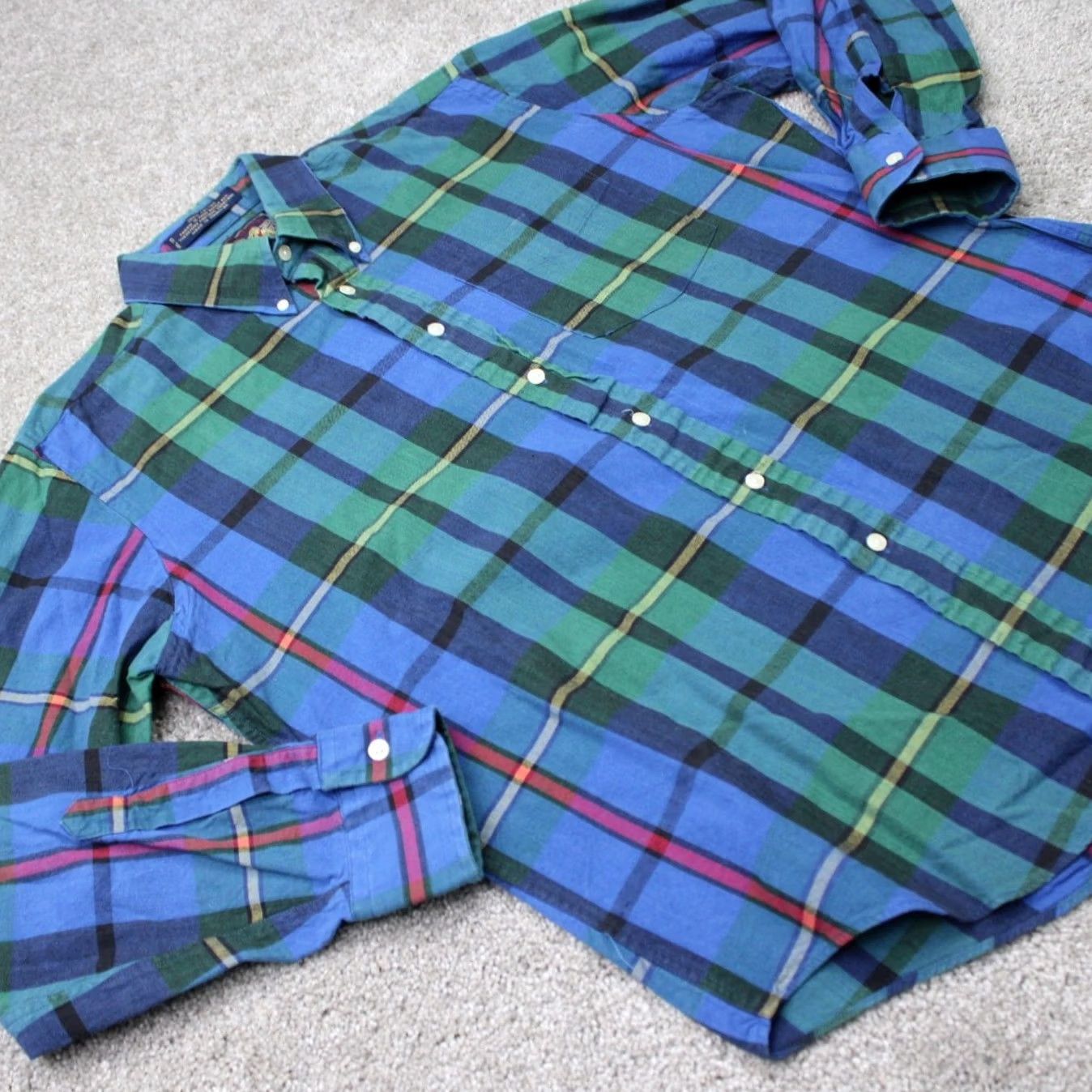 Ralph Lauren VINTAGE Ralph Lauren Chaps Shirt Mens Large Blue/Green L/S Button Up Boy Scout Tag Size US L / EU 52-54 / 3 - 7 Thumbnail