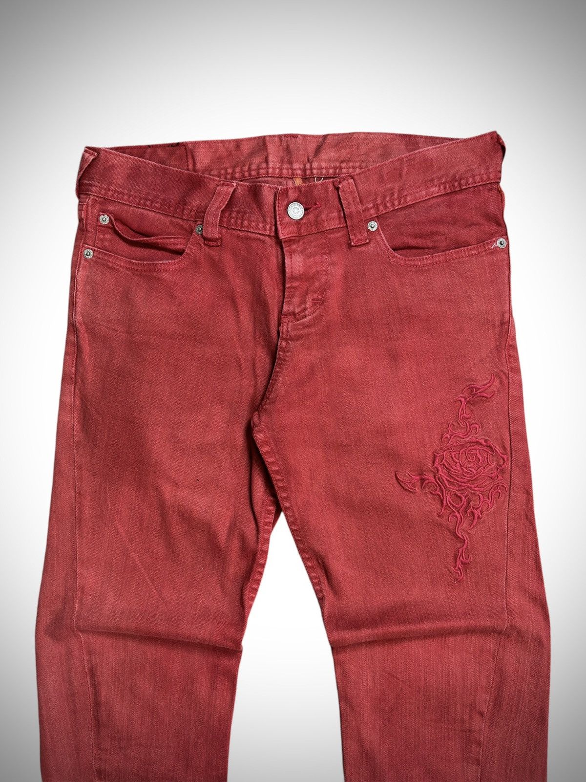Tornado Mart 2000’s Tornado Mart - Flower Maroon Jeans Size US 30 / EU 46 - 7 Thumbnail
