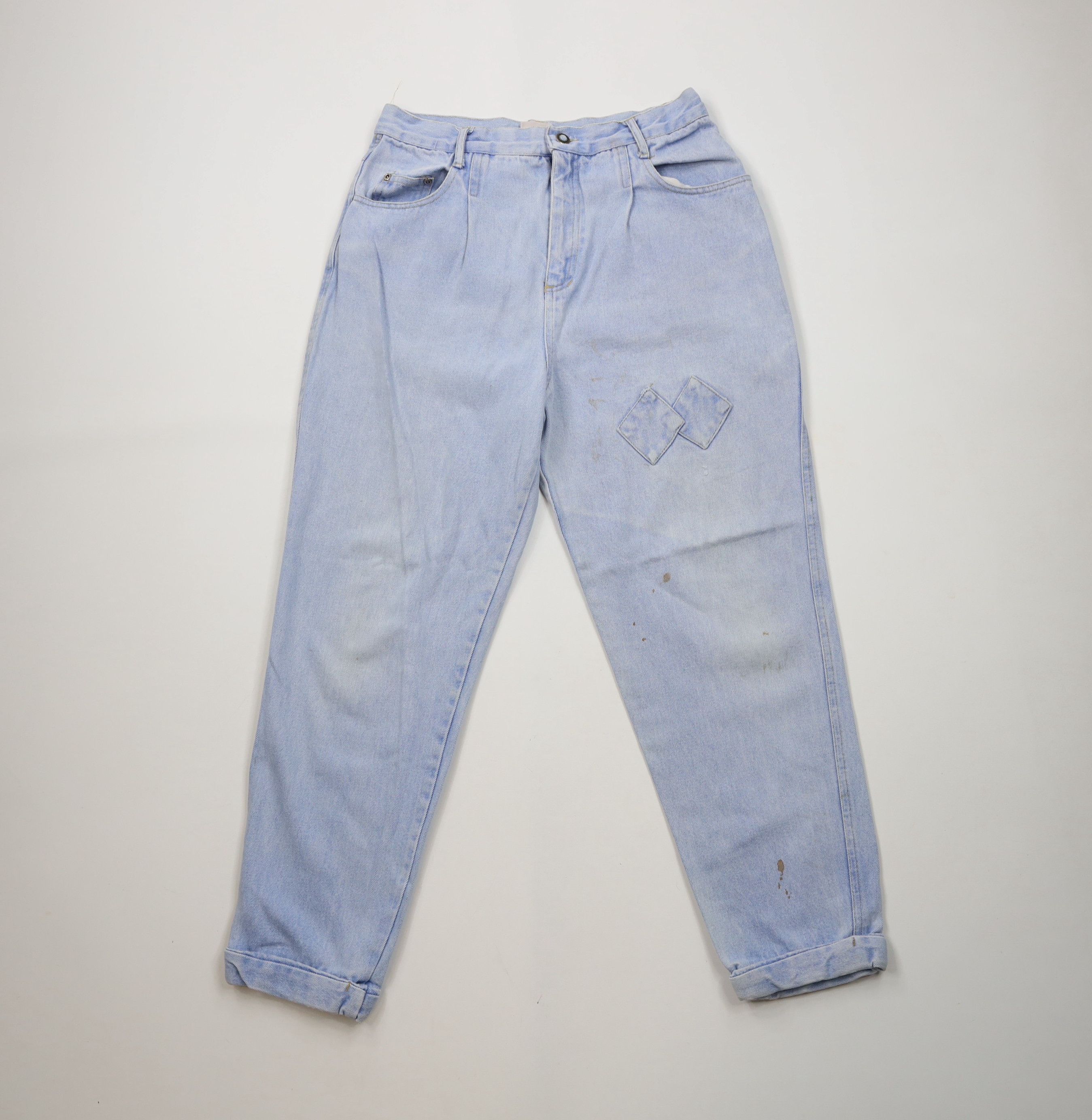 Vintage Vintage 80s 90s Streetwear Diamond Patch Cuffed Denim Jeans Size 30" / US 8 / IT 44 - 1 Thumbnail