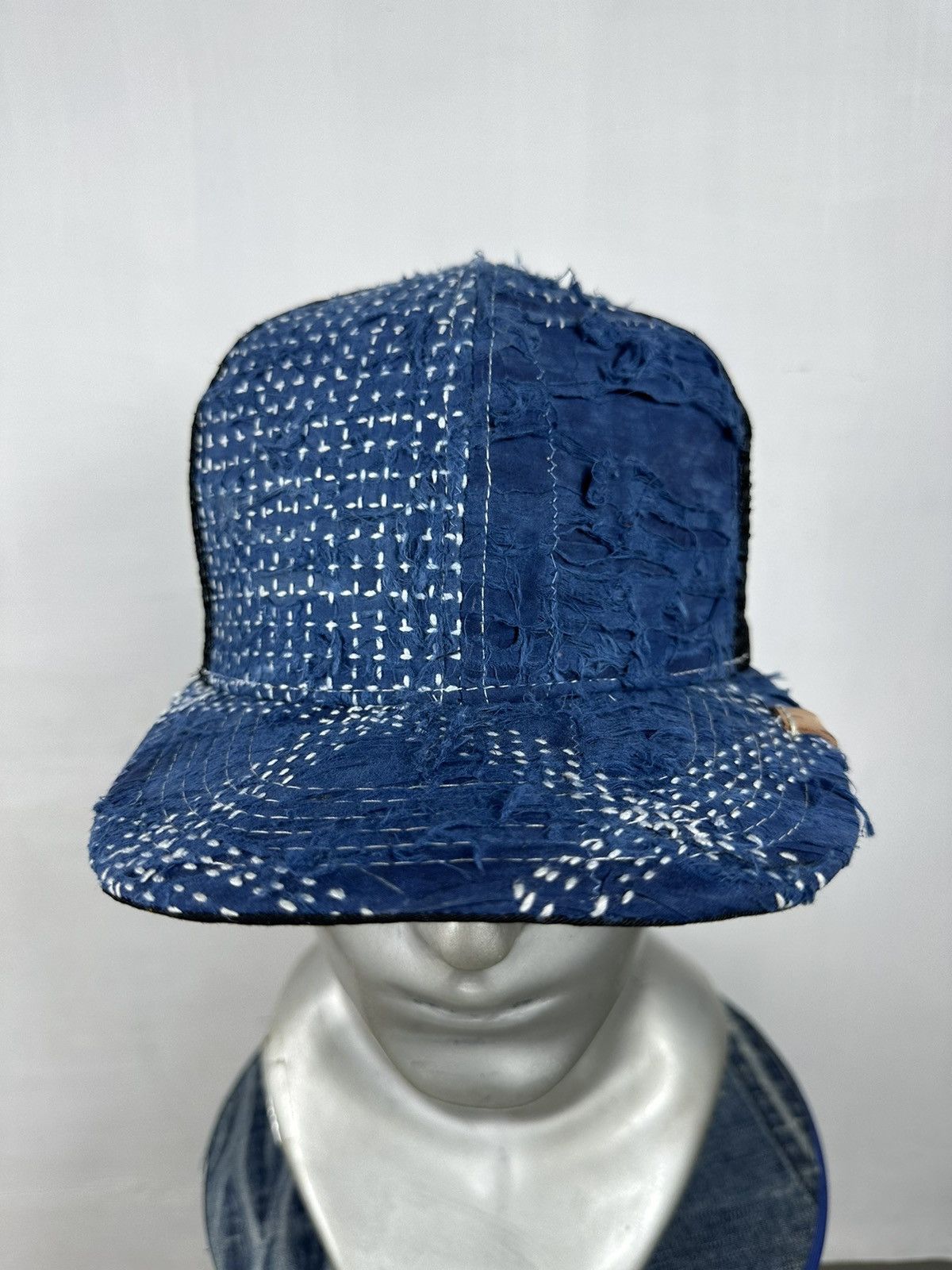 Handmade Custom Made Distressed Patchwork Boro Trucker hats Size ONE SIZE - 9 Thumbnail