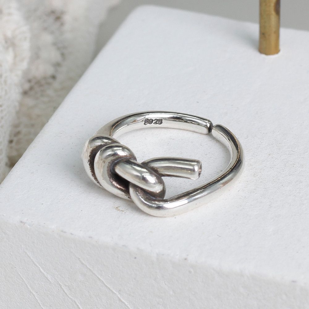 Sterling Silver Resizable S925 Sterling Silver Knots Ring Size ONE SIZE - 7 Thumbnail